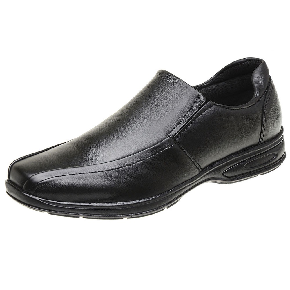 Sapato Social Masculino Comfort Couro Legitimo Ref:503 Ortopédico Anti Stress 33 ao 46