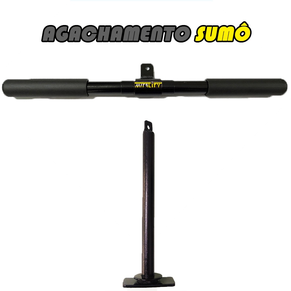 Kit Para Agachamento Sumô Com Barra Reta Fixa 50cm