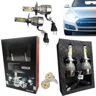 Kit Lâmpada Farol Super Ultra Led 2d 72w Dc9 36v 6000k H4