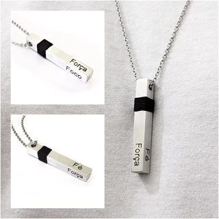 colar cordão masculino feminino pingente barrinha gravação personalizada nome data simbolos