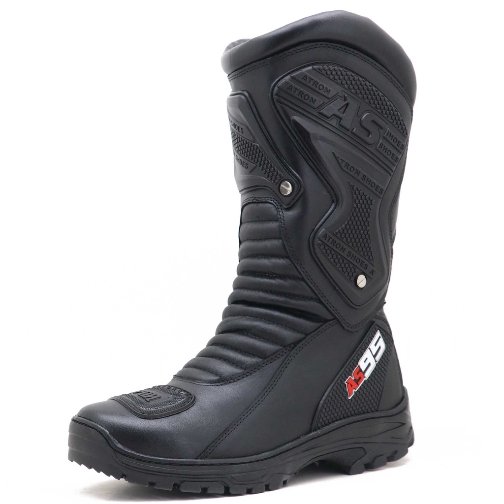 Bota motociclista Atron Shoes big trail em couro legítimo SEMI