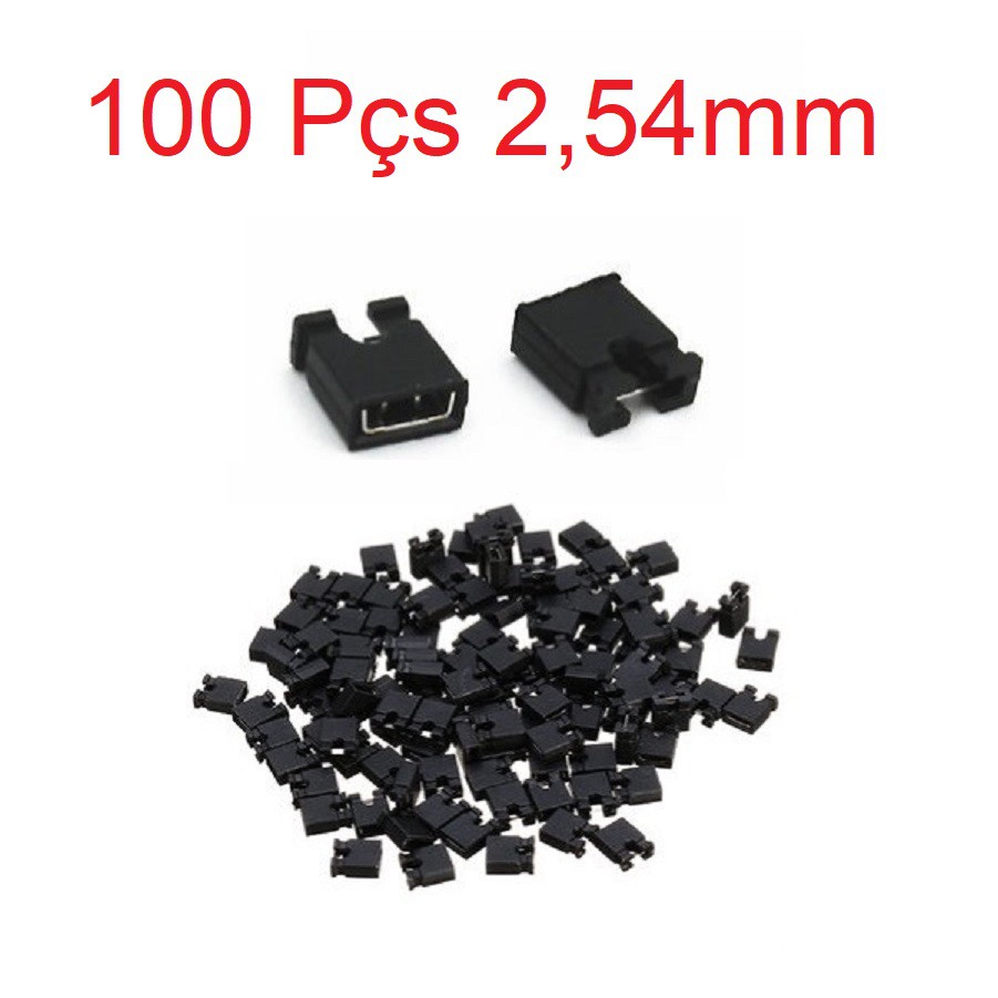 Conector Jumper Sem Aba Preto 2,54mm - 100 Unidades