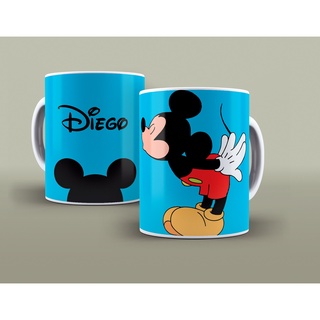 Caneca Porcelana Mickey Beijando Personalizada com Nome