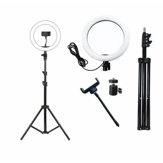 Iluminador Ring Ligth Anel Luz 26cm Make Fotos Com Tripé 2.1m Kit Completo Dimmer Selfie Youtuber Blogueiro Maquiagem