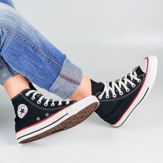 All star best sale preto cano longo