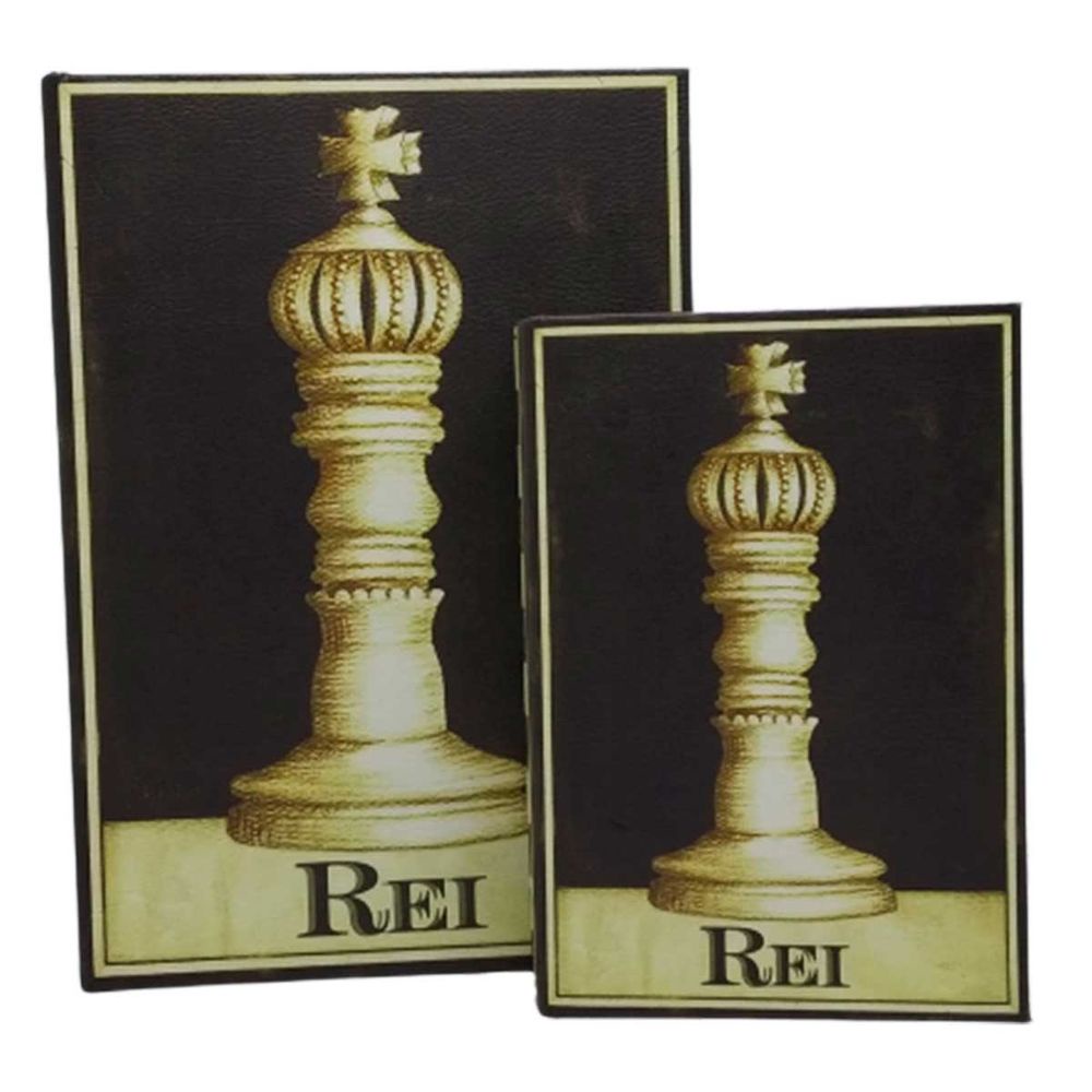 Kit Decoração Xadrez Chess Gold Cavalo Rainha e Rei em Alumínio