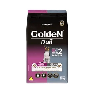 Ração Golden Duii Mini Bits Cães Adultos Pequeno Sabor Salmão com Ervas e Cordeiro com Arroz 3kg