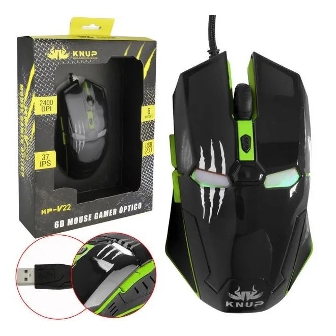 Mouse Gamer Knup 2.400 dpi | Shopee Brasil