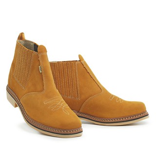 Botina Bota Country Rodeio Texana Couro Bovino Legitimo Solado Borracha Latex Anti Derrapante Pronta Entrega Tamanhos Especiais 33 ao 47 Nobuck Castor