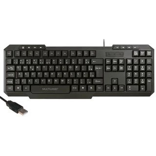 Teclado Multimidia 8 Funções Slim Preto Usb Pc Atalhos Teclas Macias Silenciosas Resistente TC206 Multilaser