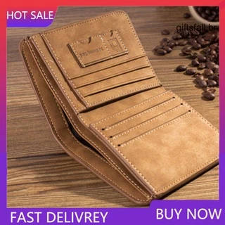 Qb_ Carteira Masculina De Couro Sintético Fosco Com Três Dobras / Bolsos + Carteira Para Cartões