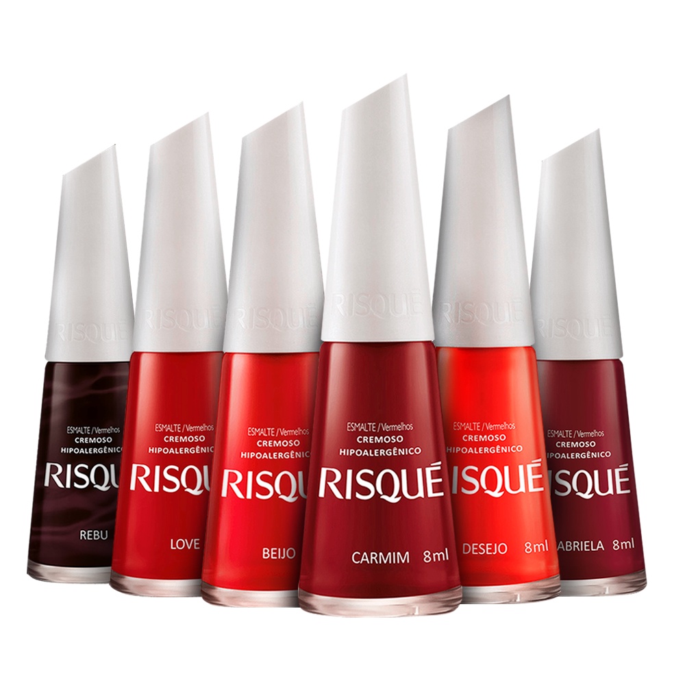 Kit Esmaltes Risque Vermelhos Mais Vendidos C/6 - 8ml | Shopee Brasil