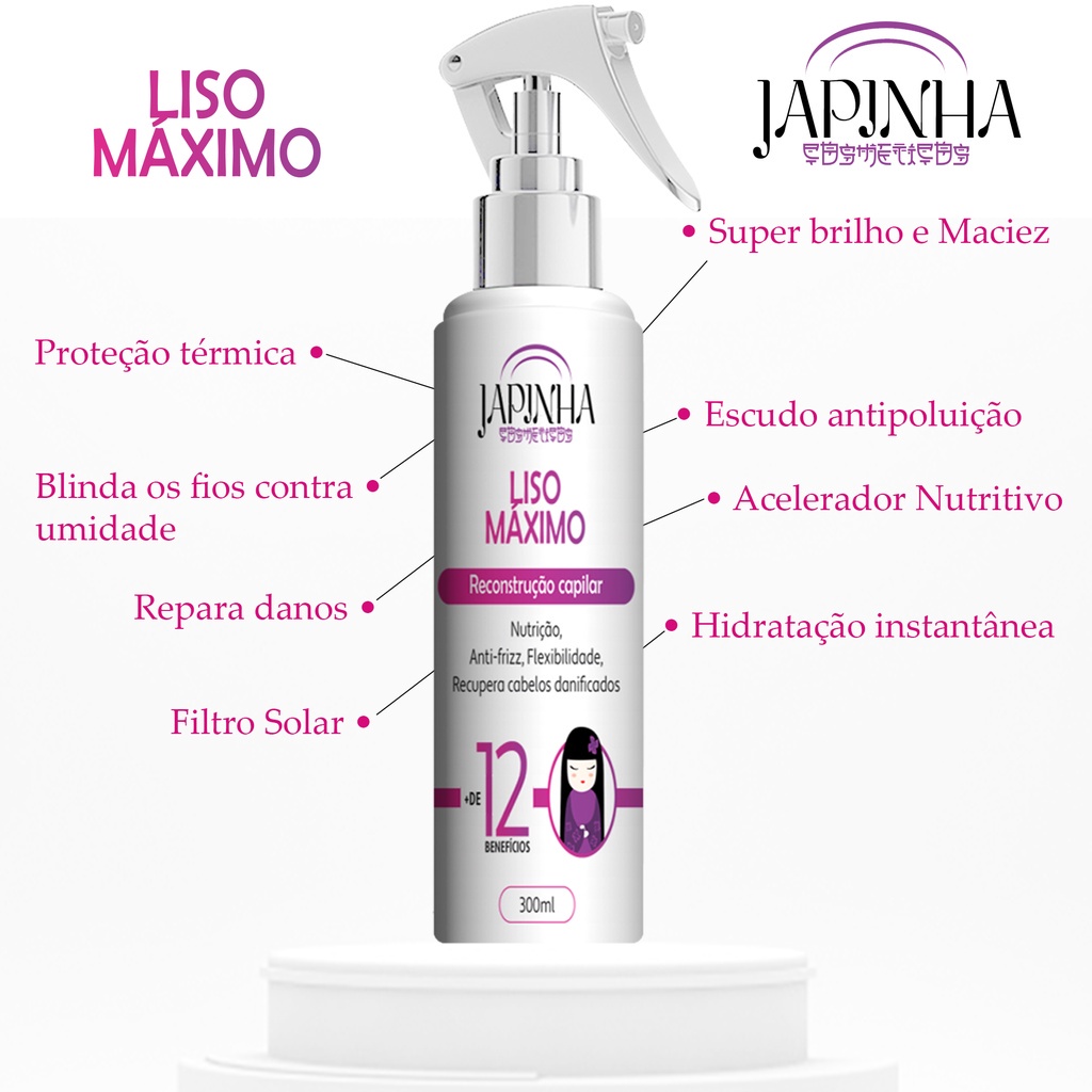 Japinha - Fluído Termo ativo Extra Liso 300ml - 12 benefícios