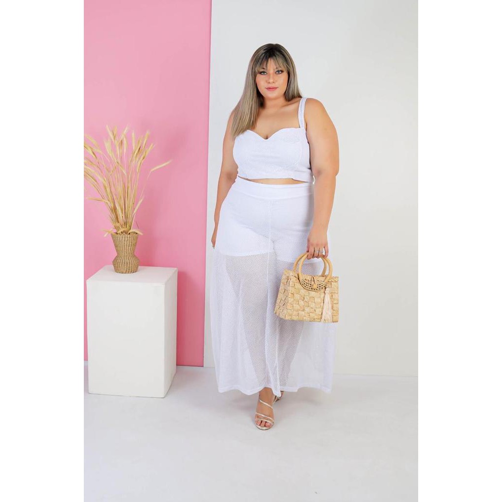 Conjunto de saia e best sale blusa para senhoras gordas