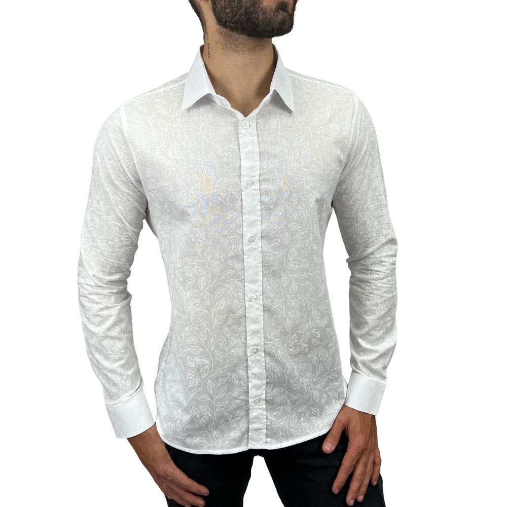 Camisa Social Masculina Slim Fit Estampada