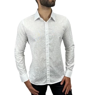 Camisa Social Masculina Slim Fit Estampada