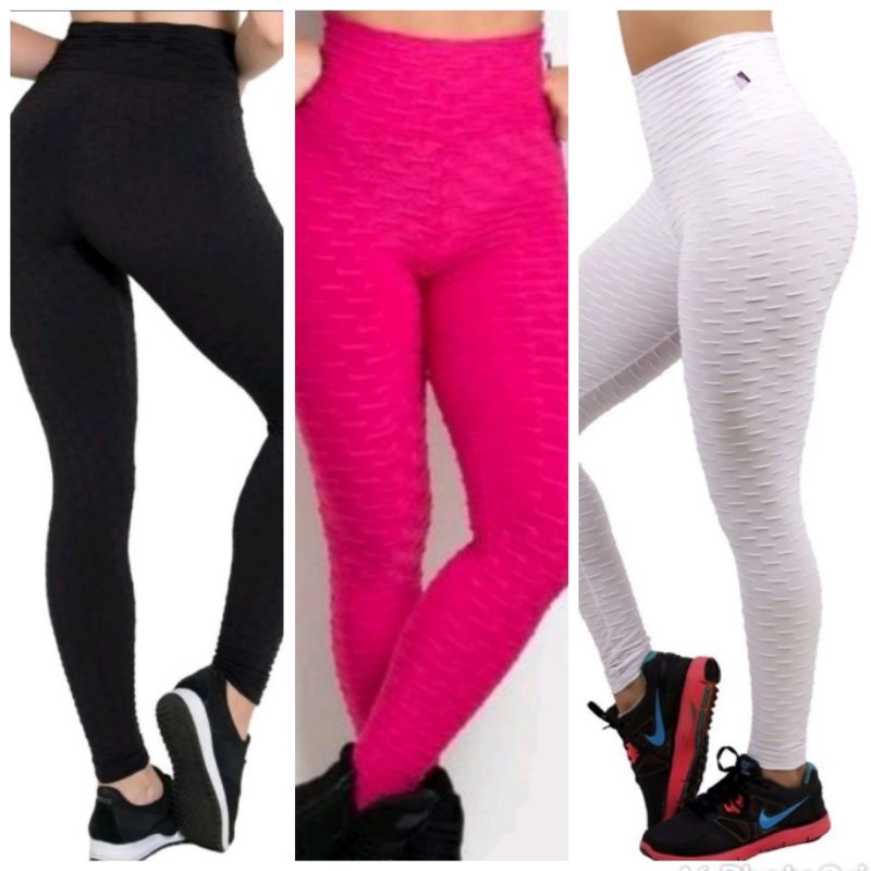 Kit com 3 Calça Legging alto relevo / bolha trabalhada lançamento 2021