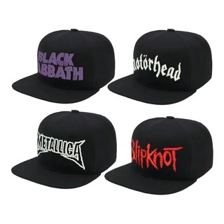 Boné Aba Reta Snapback Bordado Bandas Rock Thrash Metal