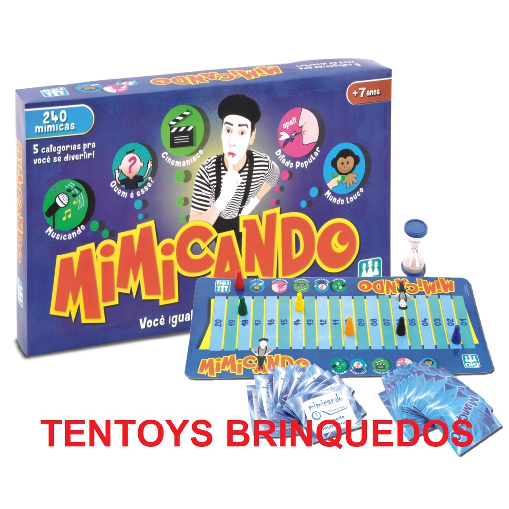 Jogo de Tabuleiro e Mímica - Mimicando - 240 Cartas - Nig Brinquedos