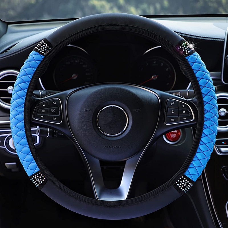 Bling - Funda Para Volante De Coche Con Diamantes De Imitación Brillantes Para Mujer, Ajuste Universal De 15 Pulgadas, Funda Antideslizante Para Anillo De Dirección De Coche SUV