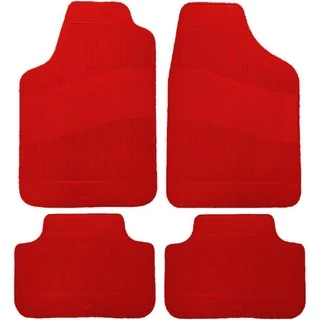 Jogo De 4 Peças Tapetes Automotivo De Borracha Colorida Para Carros Universal Cor Vermelho