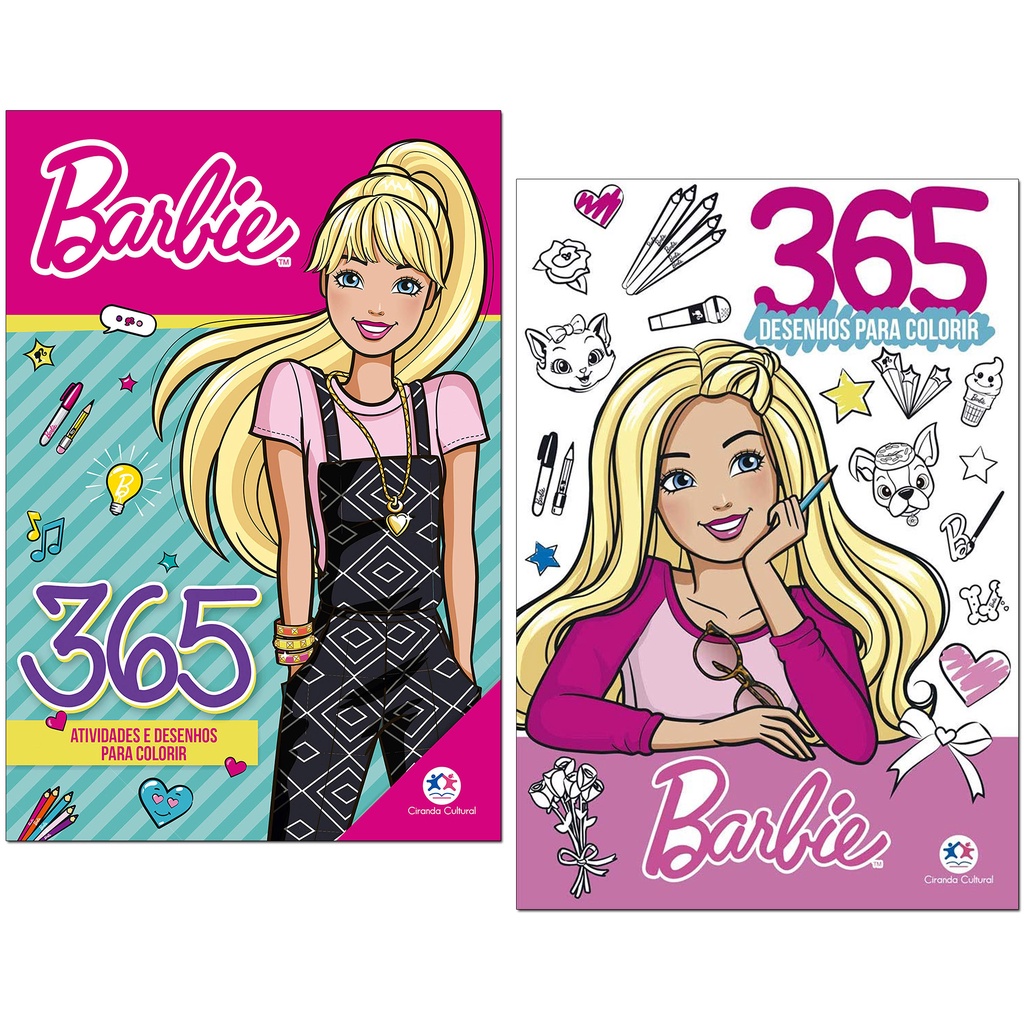 Kit Com 02 Livros Barbie - Atividades e Colorir - Acessório Fácil