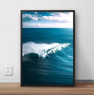 Quadro / Poster C Moldura 29x42cm Mar Onda Surf P7055