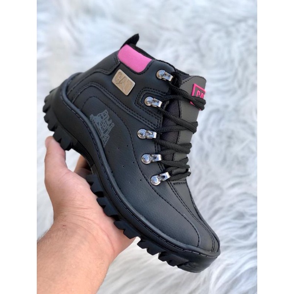 Bota Caterpillar feminina preto detalhe pink lançamento 2023 - envio  imediato super promoção GARANTA JA - Escorrega o Preço