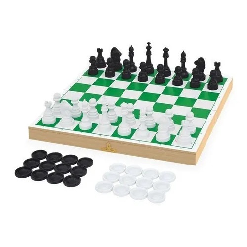 Jogo De Xadrez E Dama Tabuleiro Quadrado De Madeira Gaveta Jogo 2 em 1 Além  de ótima opção de presente e passa tempo, o jogo de xadrez é indicado par -  Carrefour