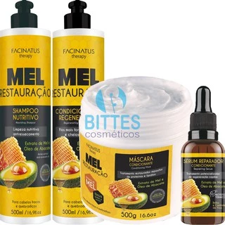 Kit Mel Restauração Facinatus Cosméticos Tratamento Fortalecedor para Fios Fracos