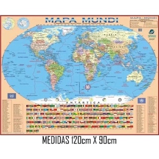 Mapa Planisférico Geo Político Escolar Mundial Mundi Gigante Tamanho CM X CM Shopee Brasil