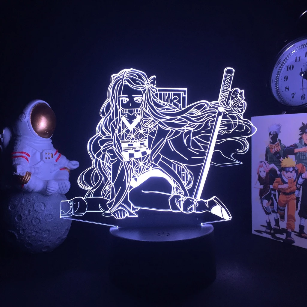 Kimetsu No Yaiba 3D Luz Noturna Kamado Nezuko Figura led Lâmpada Para Decoração Do Quarto Presente De Aniversário Demon Slayer