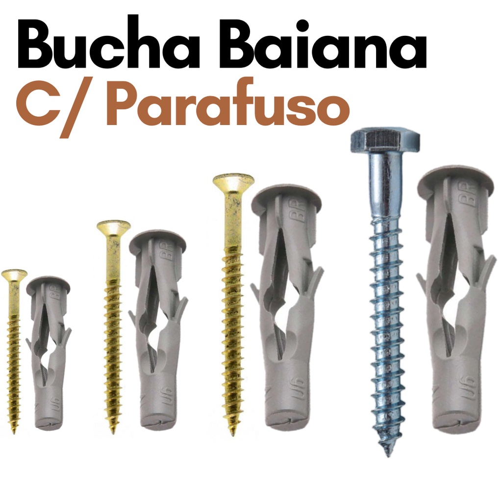 Bucha Para Tijolo Baiano Com Parafuso 6 8 10 12 Kit Bucha Baiana Fu Com Parafusos Para 1723