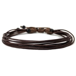 Pulseira masculina de couro e pedras preta marrom modelo em cordas