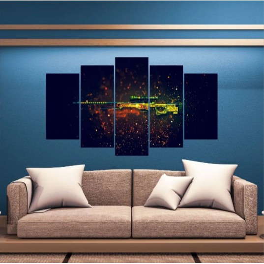 Quadro Gamer Mosaico Decoração 5 Peças Jogos Video Game 27