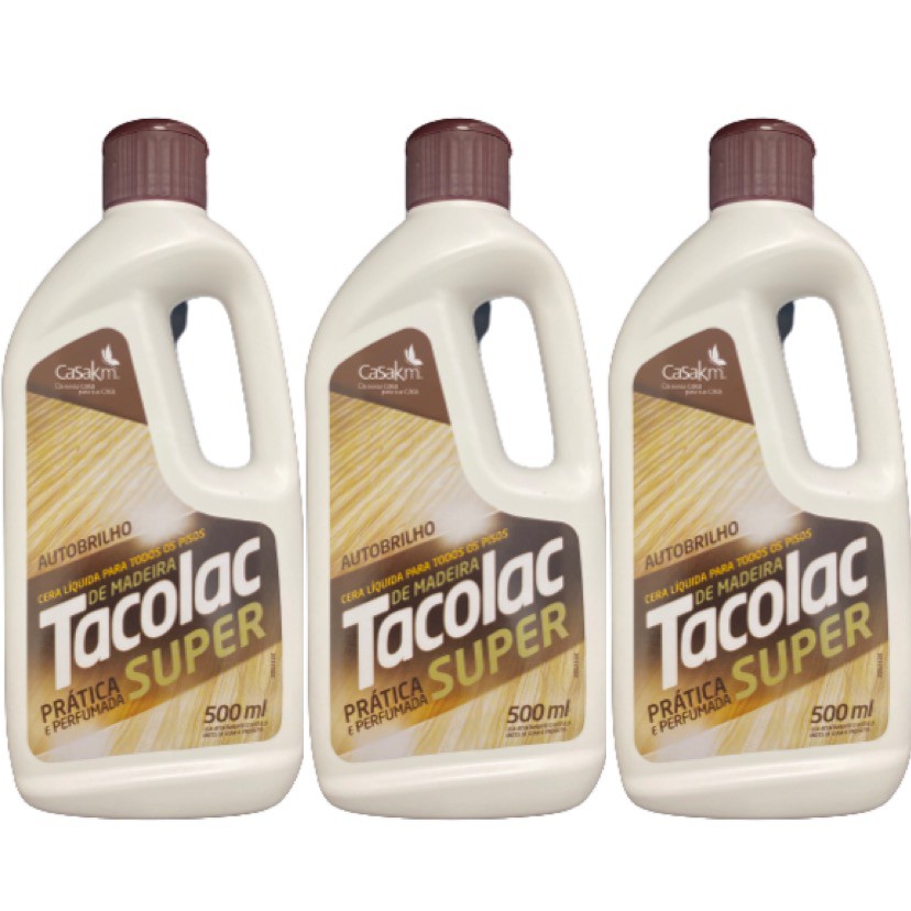 Cera Líquida Auto Brilho - Piso Madeira - Kit com 03 frascos de 500ml - Tacolac