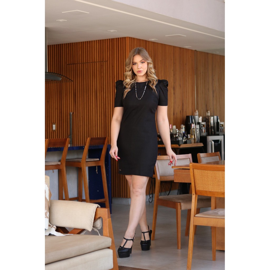 Vestido de linho hot sale preto e branco