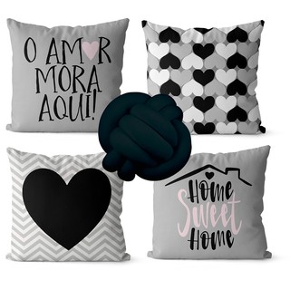 Kit 4 Capas De Almofadas Decorativas + 1 Almofada De Nó