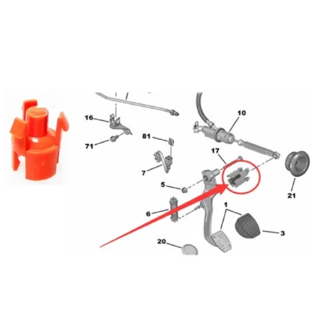 Bucha Trava Presilha Do Cilindro Pedal Embreagem Citroen C C Aircross