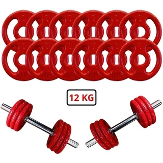 Kit Halteres de Anilhas Emborrachadas e Barras Fitness - 18 Peças