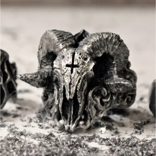 Nova Venda Quente Punk Gothic Satan Demon Skull Ring Jóias De Motocicleta Criativa De Moda Européia E Americana 2021