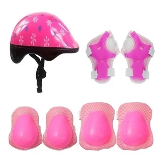 Kit Radical Protecao Completo Infantil Capacete Rosa Dmr5489