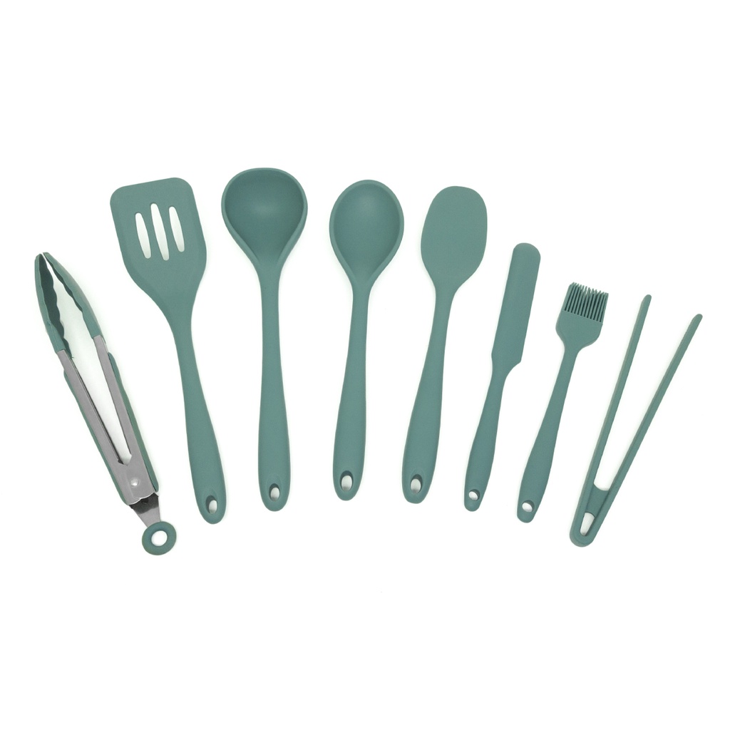 Kit de Utensílios de Silicone c/ 8 pçs VD Escuro - OIKOS