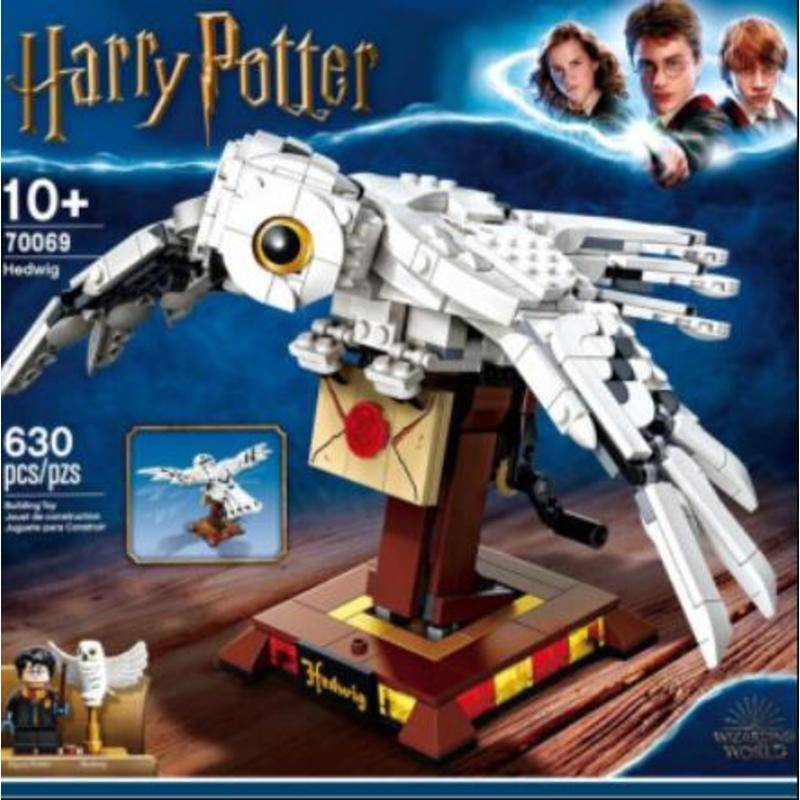 Harry Potter Series Hedwig Owl Modelo Coruja Móvel Brinquedos Educacionais Para Meninos Combate A Blocos Inseridos De
