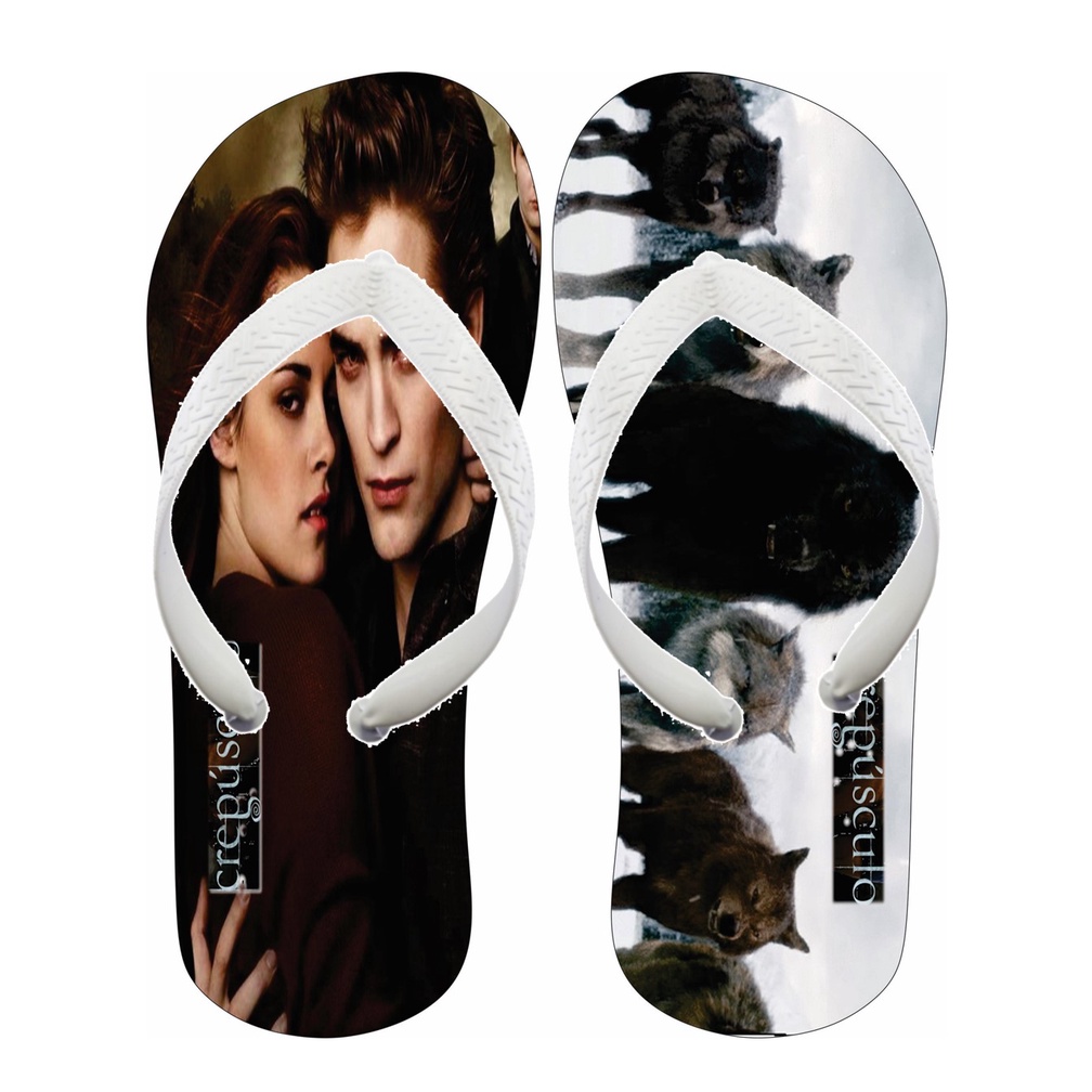 Chinelo Sandalia Crepusculo Vampiros Filme Romance Bella Edward Lobo  Infantil e Adulto Sandália Personalizada Correias e Solas Coloridas |  Shopee Brasil