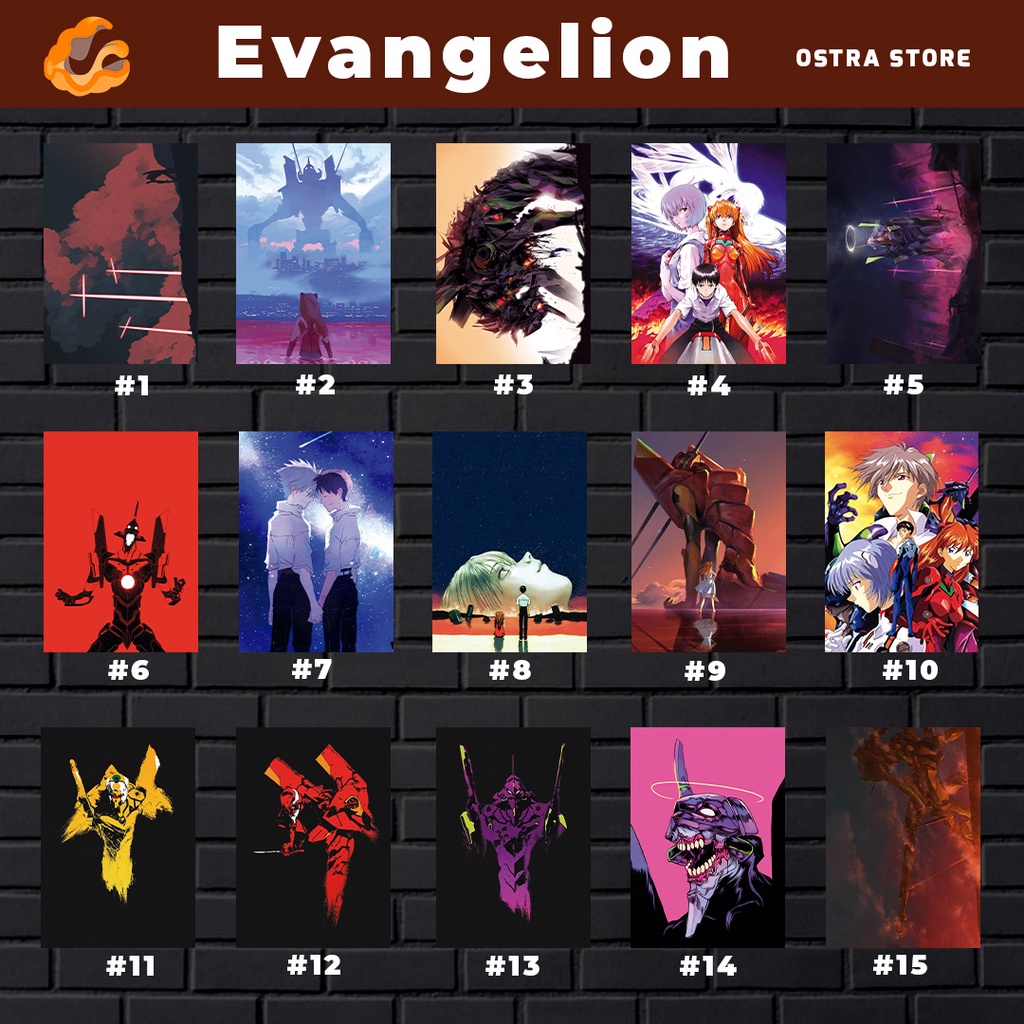 Evangelion de 01 a 15 - otaku - Placa decorativa MDF - 14x20 28x20 - Quadro parede & decoração - Presente - Anime - asuka - Shinji - Rei