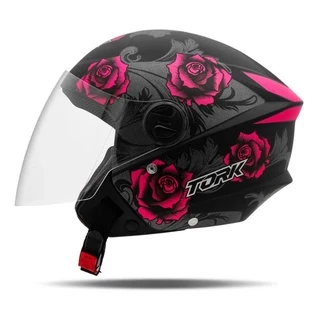 Capacete Aberto Moto New Liberty 3 Flowers Rosa Pro Tork Tam. 58
