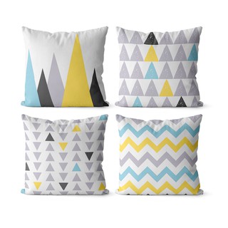 Kit 4 capas de almofadas decorativas triângulos cores