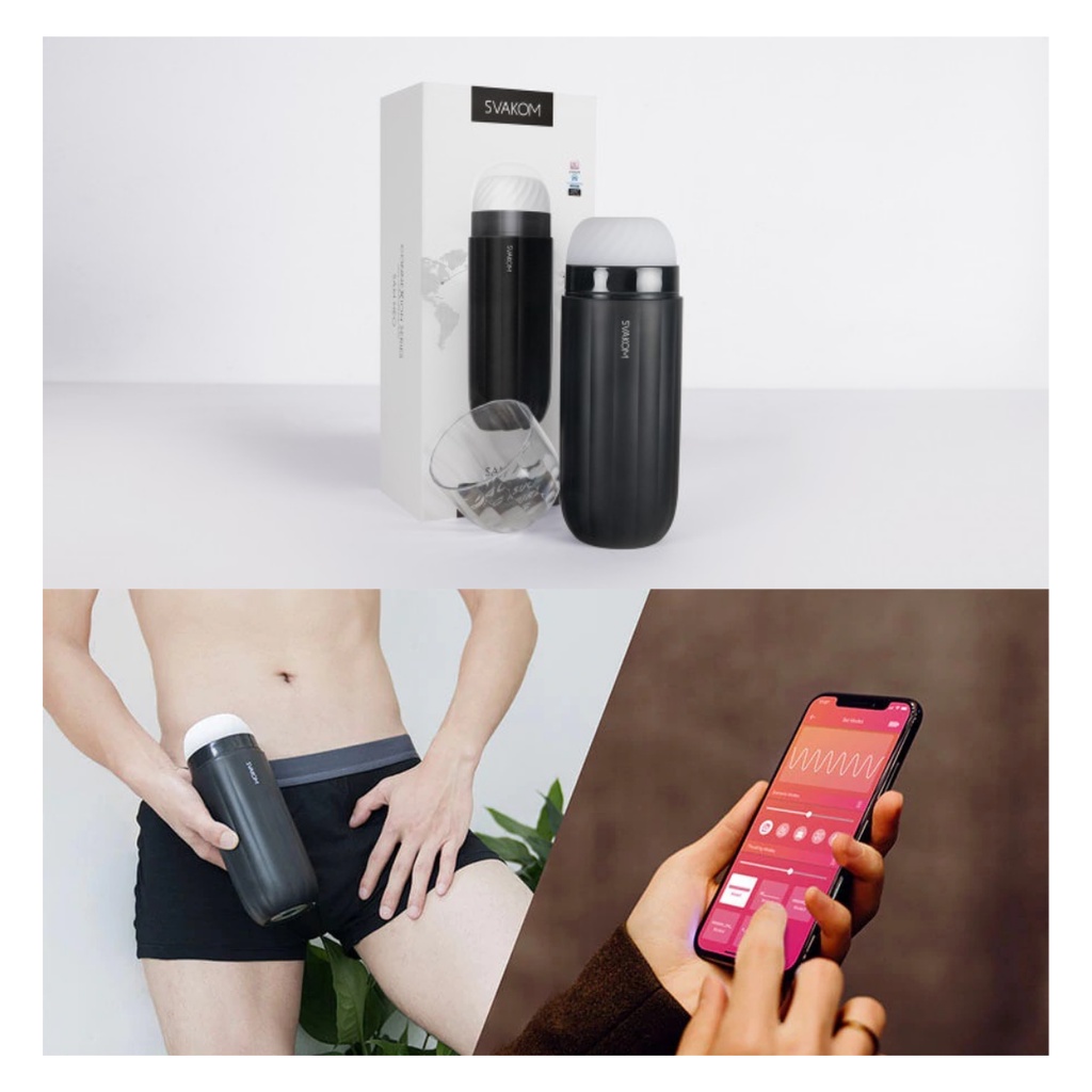 Masturbador Lanterna Sam Neo de Luxo Vai e Vem com Sucção Svakom com App Para Controlar + Lubrificante