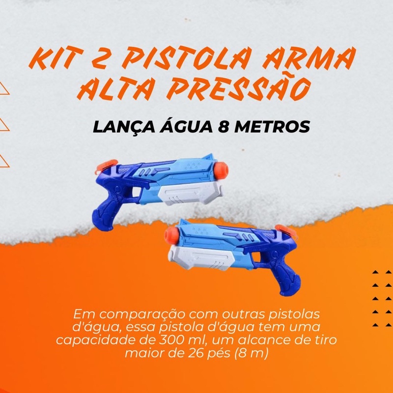 Kit 2 Lança Água Arminha Arma Pistola Brinquedo Water